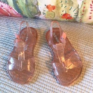 NWOT Jelly Sandals, pink with sparkles
